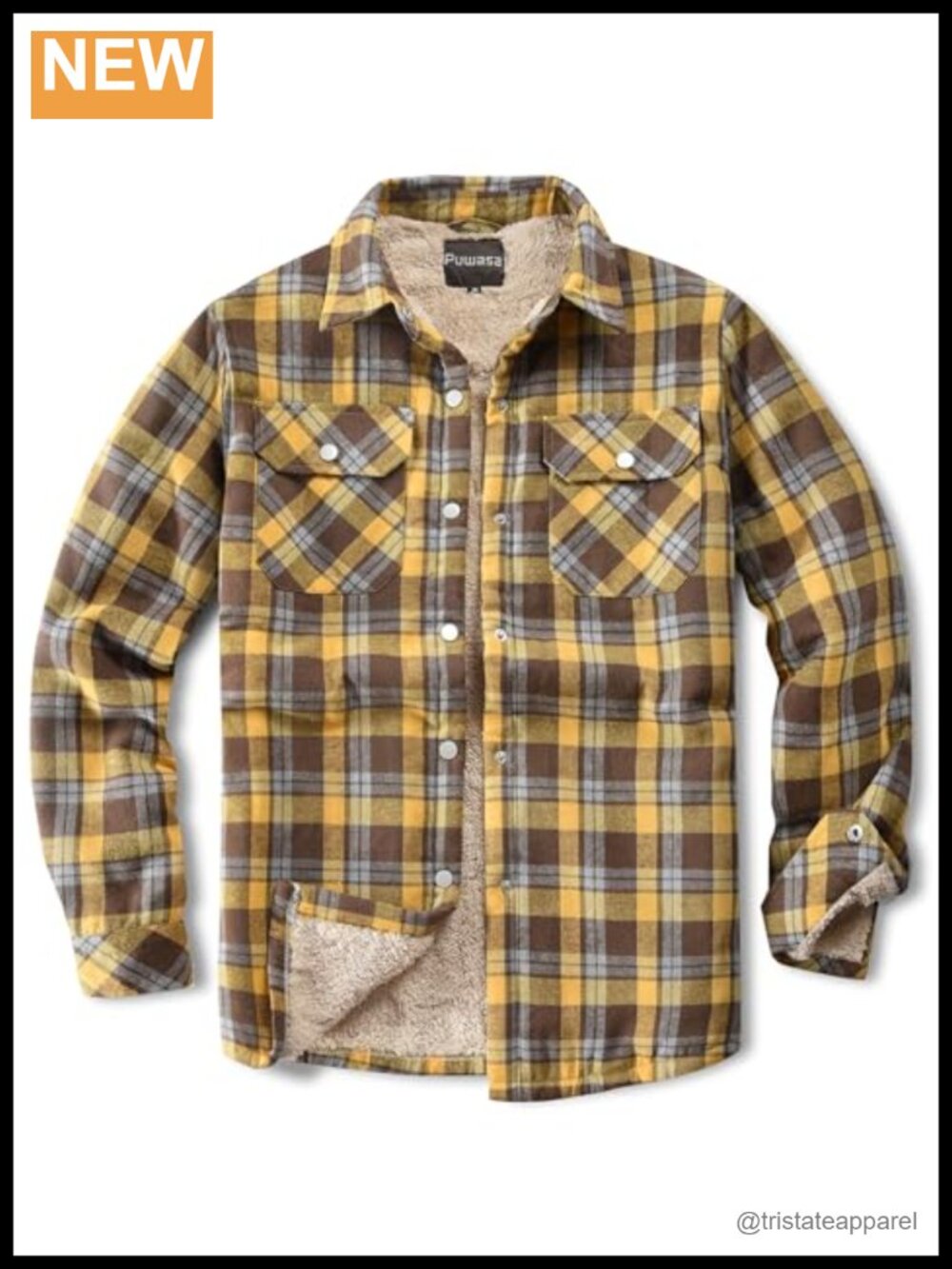 Fleece Flannel Jacket Cotton Plaid Button Down Sherpa Lined